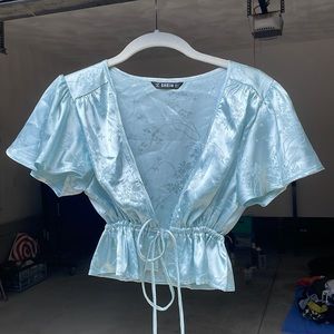 SHEIN silk teal light top